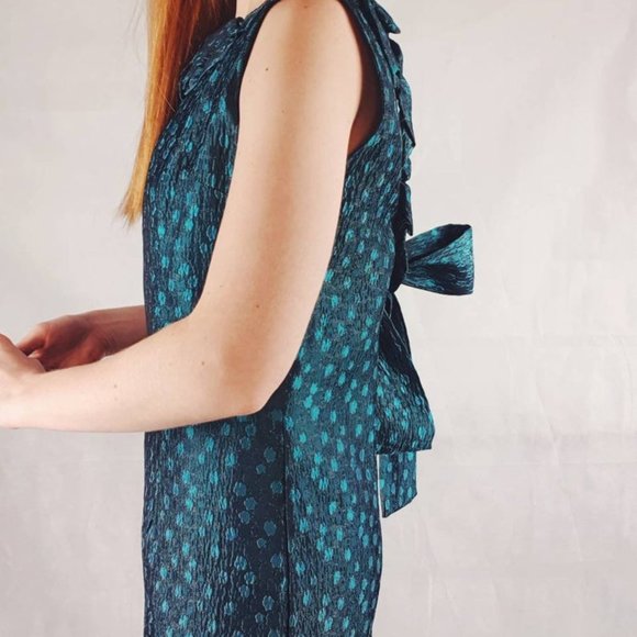 Vintage 1960s backless taffeta cocktail mini dress - Picture 2 of 3